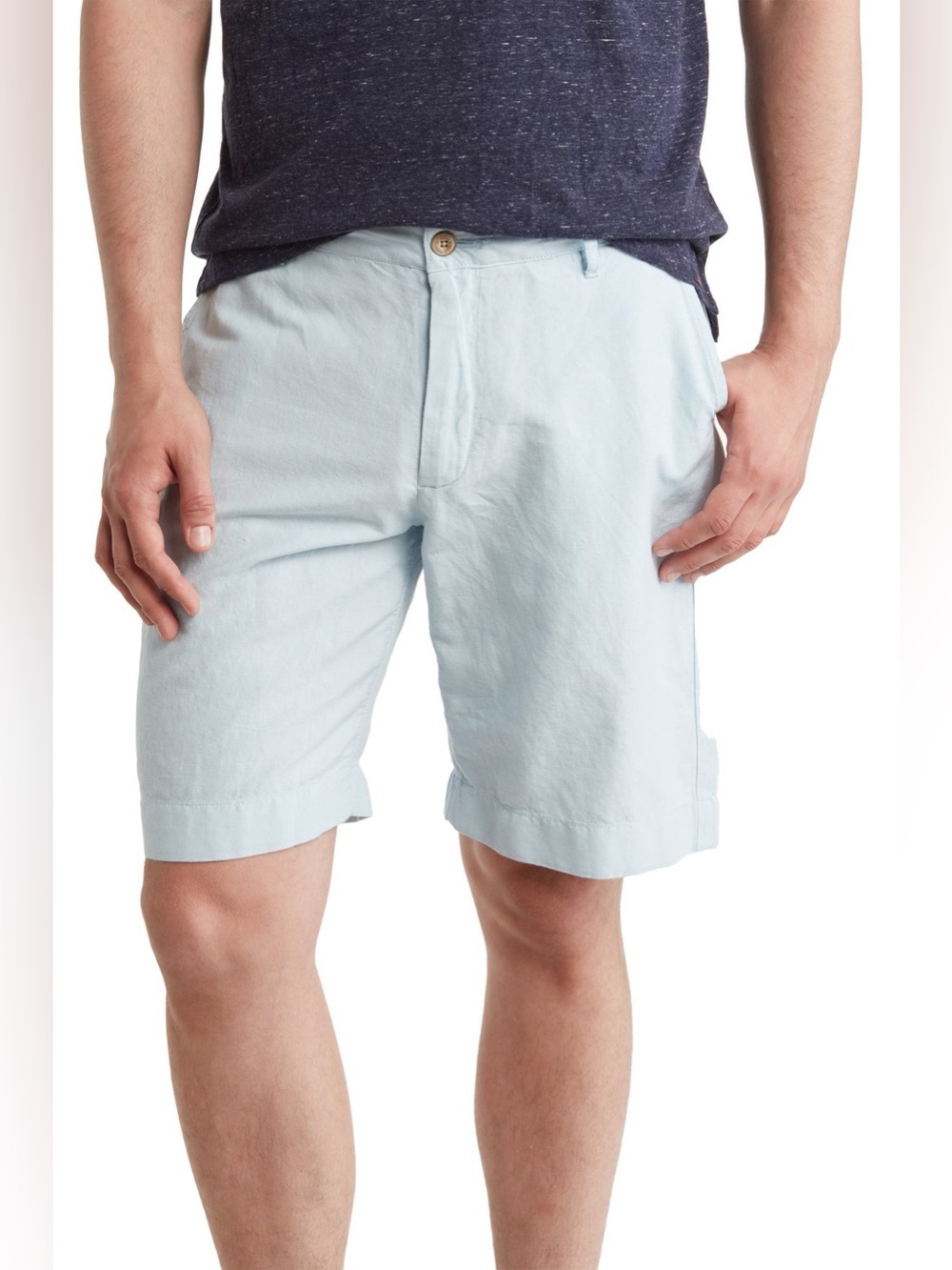 Faherty Malibu Linen & Cotton Chino Shorts  Light Blue Size 36